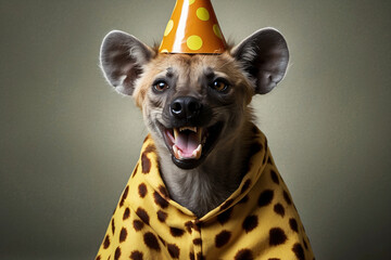 Wall Mural - hyena wearing birthday suit