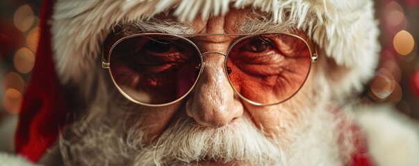 Wall Mural - portrait of modern elderly Santa Claus with sunglasses