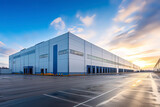 Fototapeta Miasto - Modern logistics warehouse building structure. AI technology generated image