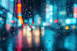 A city blurry through glass on rainy days. AI technology generated image