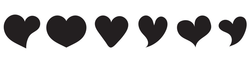 Poster - Black heart icons set vector.  isolated on white background.