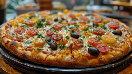 Wall Mural - Close Up of a Pizza on a Table