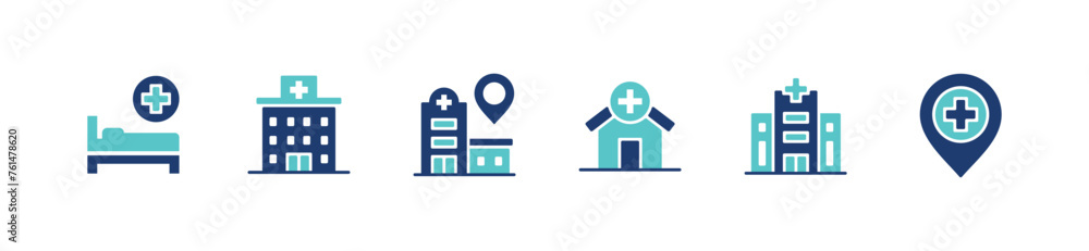 hospital and clinic buildings icon set health care architecture ...