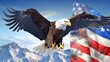Photo a cartoon eagle with colour flag america Generative AI