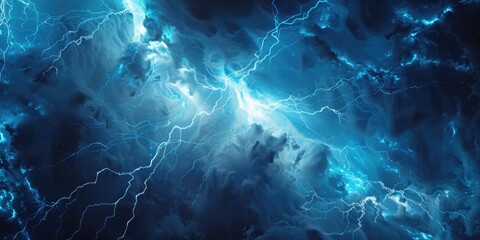 Wall Mural - a dramatic image of a lightning storm in the sky. perfect for illustrating extreme weather condition