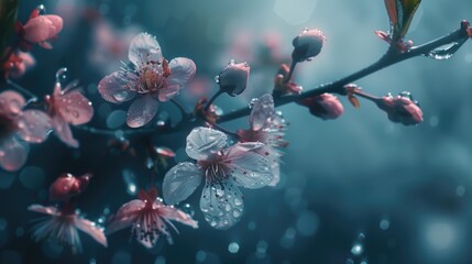 Canvas Print - Close up of a flower with water droplets, suitable for nature and beauty concepts