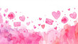 Whimsical Watercolor Hearts and Envelopes in Shades of Pink