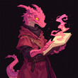 dragon wizard holding a magic book