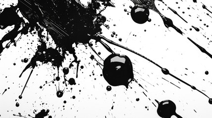 Sticker - Abstract black ink splatter on a clean white background. Great for artistic projects and design elements