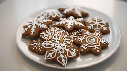 Hand-decorated gingerbread cookies on plate