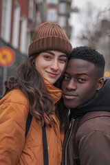 Poster - A man and a woman posing together for a picture. Suitable for lifestyle and relationship concepts