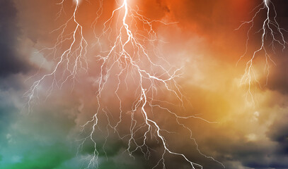 Wall Mural - lightning, thunder cloud dark cloudy sky