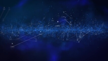 Aufkleber - Technology digital cyber security data protection with cloud low polygon plexus moving communication 4K motion background.