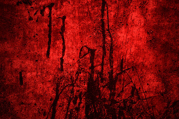 Wall Mural - Red wall texture background. scary red wall for background, Old shabby blood paint and plaster cracks.