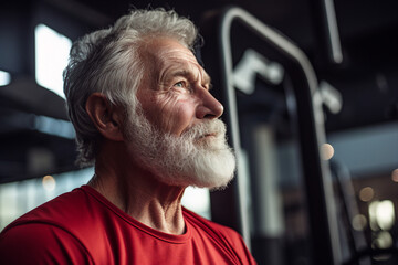 Wall Mural - Mature people woman man practicing in spacious gym space active healthy way of life Generative AI picture