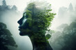 © deagreez - Creative double exposure portrait of attractive woman with forest environment and conservation concept generative AI