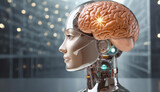 Fototapeta Most - female robot with human brain