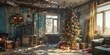 Festive living room with decorated Christmas tree. Perfect for holiday season promotions
