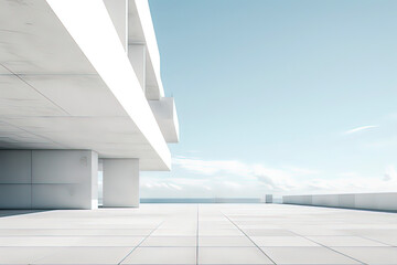 Poster - Modern building structures made of white concrete. AI technology generated image