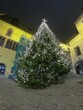 Regensburg, Germany 12.02.2018:he city's main Christmas market on the Neupfarrplatz (New Parish Square) around the Neupfarrkirche (New Parish Church) in dusk