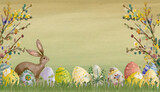 Fototapeta Most - Illustrative Easter Background with Copy Space