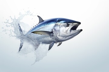 Wall Mural - tuna jumps out of the water Generative AI
