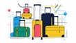 
ilustração com linewor, adbstract que representa o armazenamento de bagagem em todo o mundo