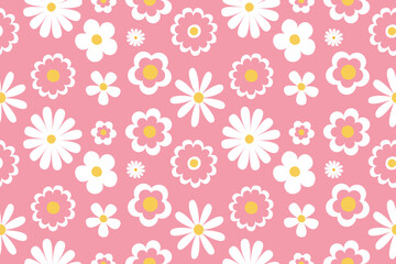 beautiful flower floral seamless repeat pattern. this is a flower daisy  vector. Design for decorative, wallpaper, shirts, clothing, tablecloths, blankets, wrapping, textile, Batik, fabric, texture