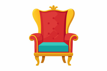 Regal wingback chair, flat style, Isolated on white background Vector illustration 