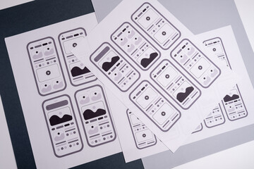Wall Mural - ux mobile application wireframe. sketch, prototype, framework, layout future app design project. ui/
