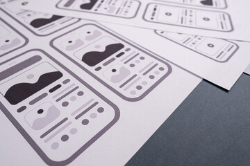 Wall Mural - ux mobile application wireframe. sketch, prototype, framework, layout future app design project. ui/