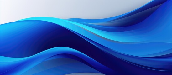 Wall Mural - Abstract blue wavy lines banner with shadows