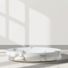 Wall Mural - Luxury minimalist White Marble and gold Podium in white studio background. mockup scene stage for ads product displays, sale, banner and presentation. 3d isolated illustration vector