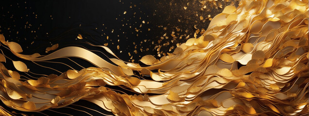 Wall Mural - A lavish background featuring waves of glittering gold, creating a stunning backdrop for your designs.