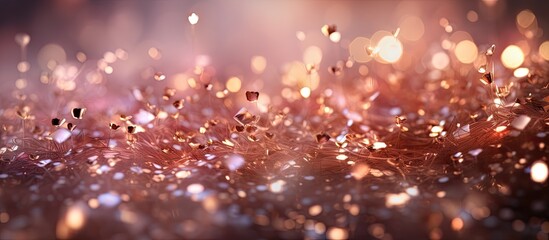 Wall Mural - Macro photography capturing a closeup of sparkling glitter on a dark background, creating a mesmerizing atmospheric phenomenon resembling twinkling stars in the night sky