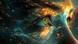 © Rattanathip - An exquisite digital art portrayal of an eye, beautifully detailed to encapsulate an entire universe within its gaze, accentuated by a constellation of vibrant colors and cosmic elements.