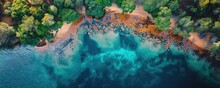 Aerial Drone View Of The Colours And Textures Of Lake Dimboola