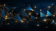 Digital technology blue gold metal geometric abstract poster web page PPT background 