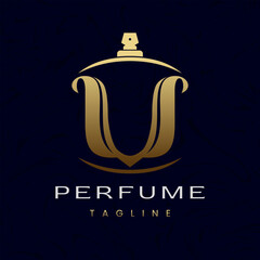Wall Mural - Letter U Perfume Logo Design, Elegant Luxury Scent Initial Logo