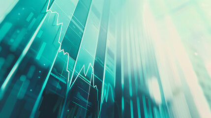 Poster - Futuristic financial graph overlay on urban skyline