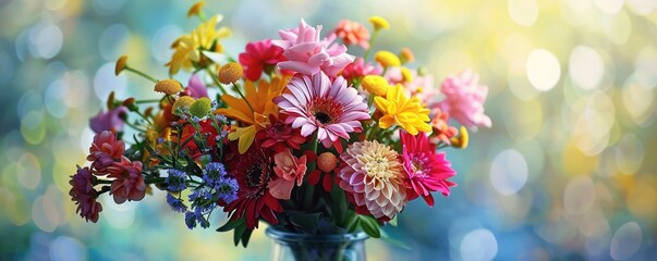 Wall Mural - Bouquet of fresh flowers in vase