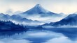 Serene Watercolor Landscape of Mount Fuji, generative ai