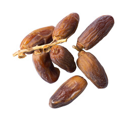 Wall Mural - top view of dried dates isolated on white background