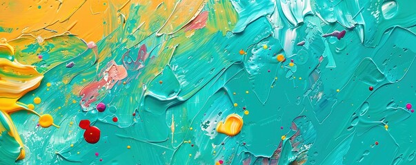 Poster - Bright color artwork on turquoise surface