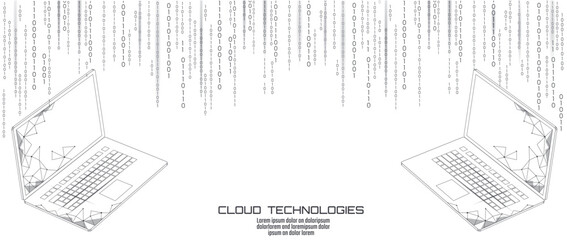 Wall Mural - laptop cloud data transfer. computer online cloud data storage technology progress upgrade software 