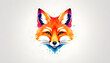 A watercolor logo of a fox face with vibrant colors