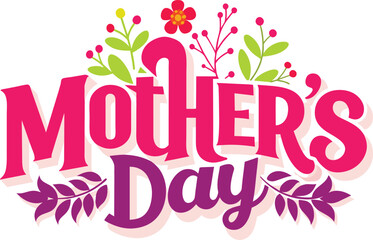 Wall Mural - mothers day-text-on-white-background .eps