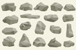© Viktoriia - Rock stone set cartoon. Cartoon game art rocks and stones. Stones boulder, gravel rubble and pile of rocks cartoon isolated vector illustration EPS10