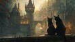 An enchanted castle where cats are the guardians of powerful artifacts