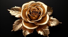A Gold Rose With Leaves